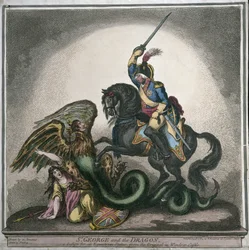 St. George and the Dragon, a Design for an Equestrian Statue, from the Original in Windsor Castle, Engraved by James Gillray, Published by Hannah Humphrey in 1805